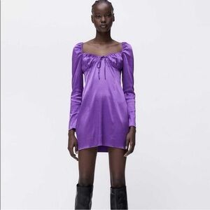 Zara purple long sleeve square neck Dress